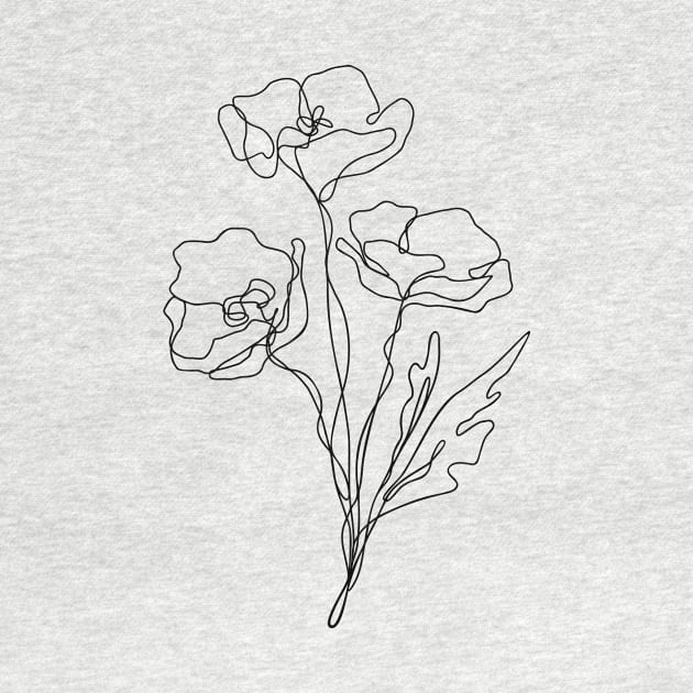 Wildflower Botanical Line Art | Elegant Floral Leaf Design by RachelFCreative